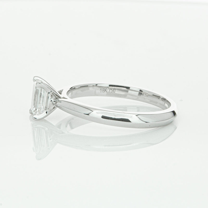 18ct White Gold .73ct Emerald Cut Diamond Venetian Ring-Ring-Walker & Hall