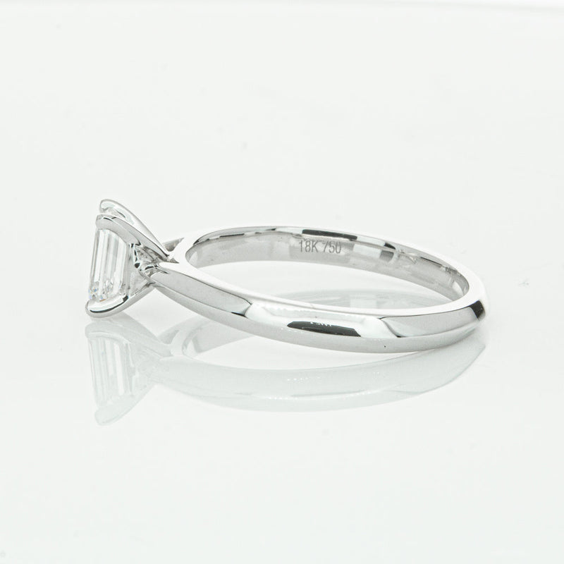 18ct White Gold .73ct Emerald Cut Diamond Venetian Ring-Ring-Walker & Hall