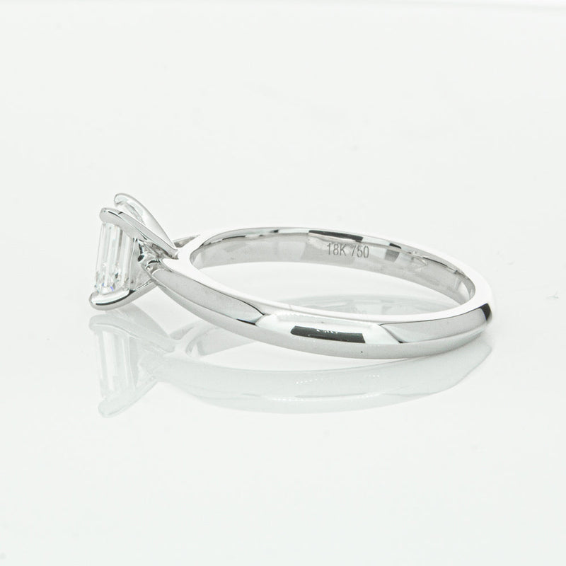 18ct White Gold .73ct Emerald Cut Diamond Venetian Ring-Ring-Walker & Hall