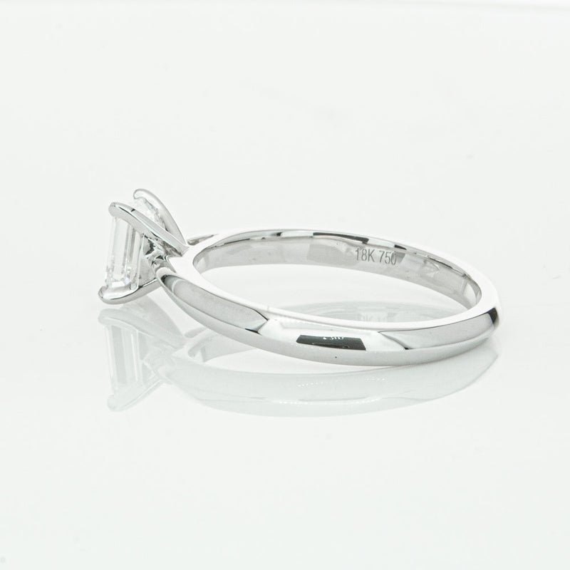 18ct White Gold .73ct Emerald Cut Diamond Venetian Ring-Ring-Walker & Hall