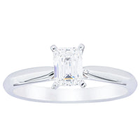 18ct White Gold .73ct Emerald Cut Diamond Venetian Ring-Ring-Walker & Hall