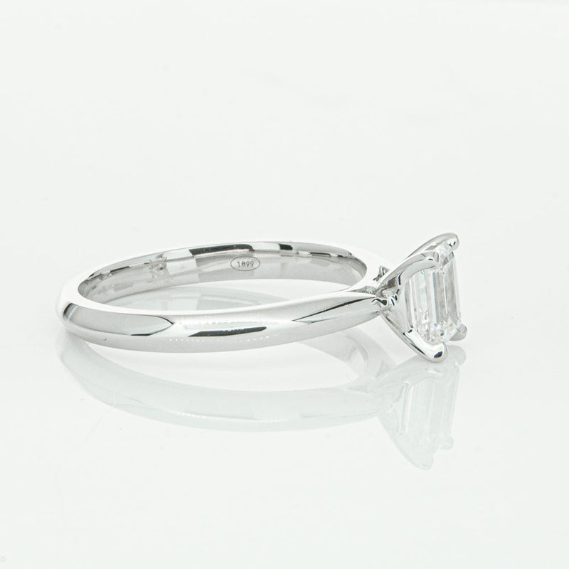18ct White Gold .73ct Emerald Cut Diamond Venetian Ring-Ring-Walker & Hall