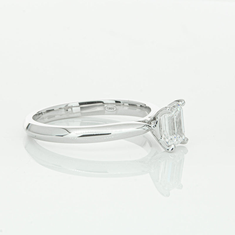 18ct White Gold .73ct Emerald Cut Diamond Venetian Ring-Ring-Walker & Hall