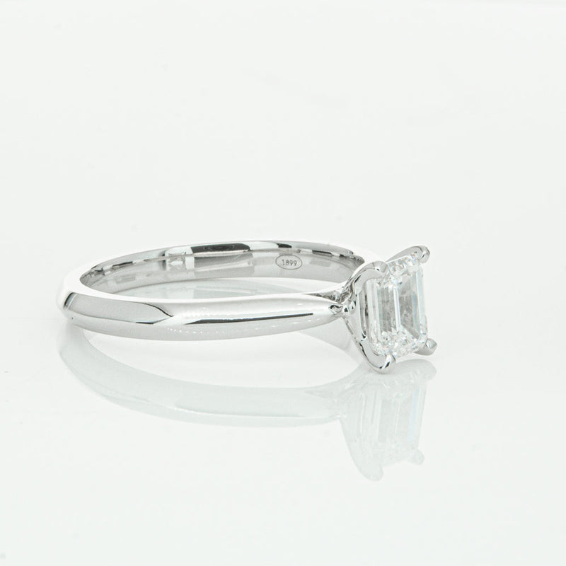 18ct White Gold .73ct Emerald Cut Diamond Venetian Ring-Ring-Walker & Hall