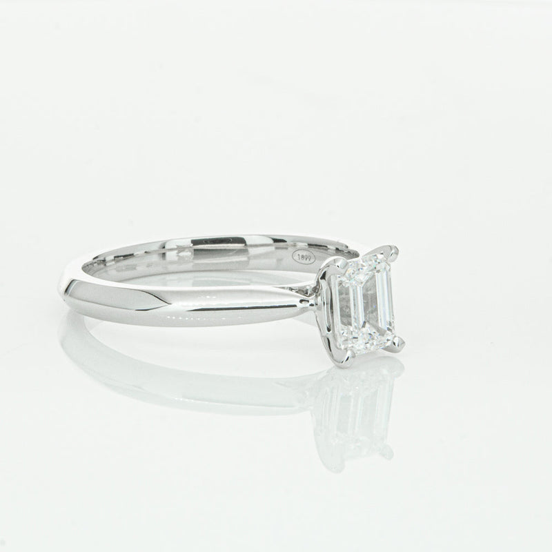 18ct White Gold .73ct Emerald Cut Diamond Venetian Ring-Ring-Walker & Hall