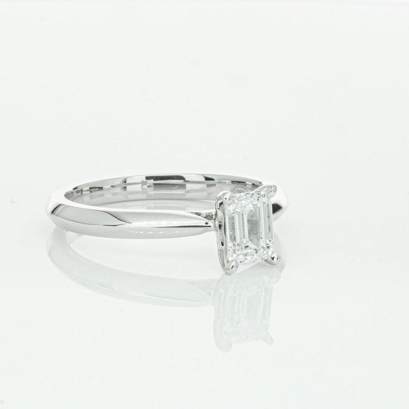 18ct White Gold .73ct Emerald Cut Diamond Venetian Ring-Ring-Walker & Hall