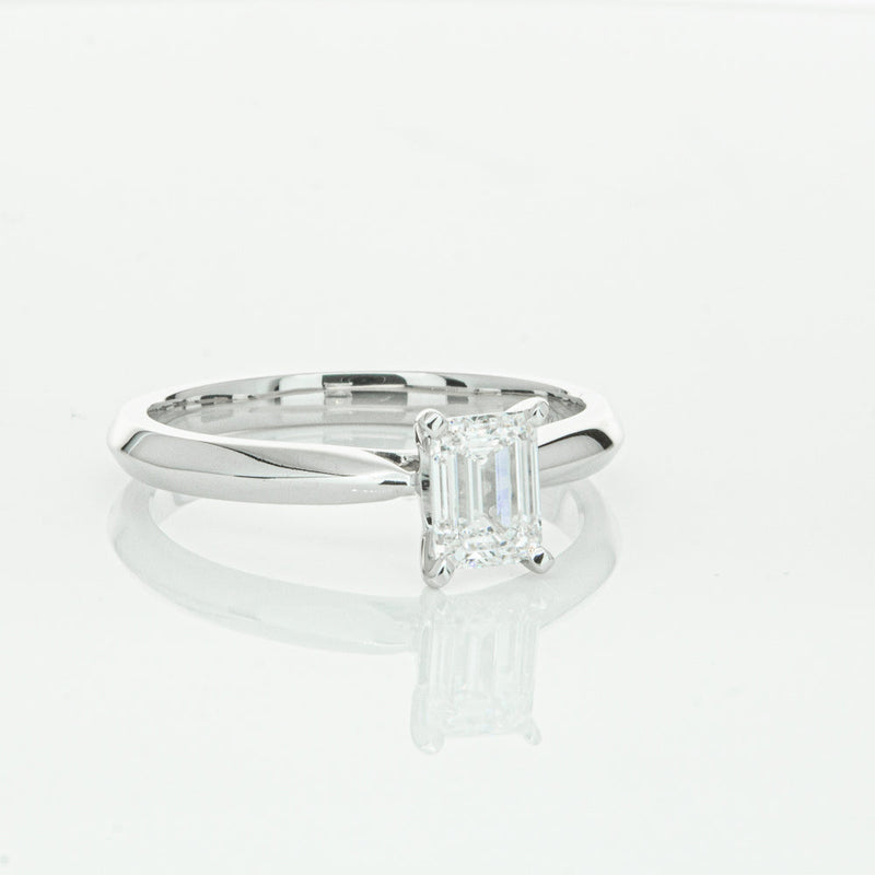 18ct White Gold .73ct Emerald Cut Diamond Venetian Ring-Ring-Walker & Hall