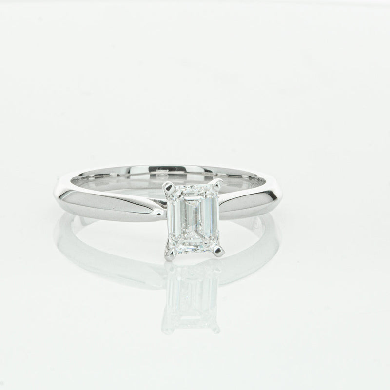 18ct White Gold .73ct Emerald Cut Diamond Venetian Ring-Ring-Walker & Hall