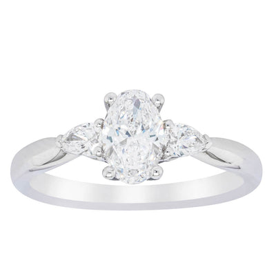 18ct White Gold Oval Cut Diamond Ayla Ring-Ring-Walker & Hall
