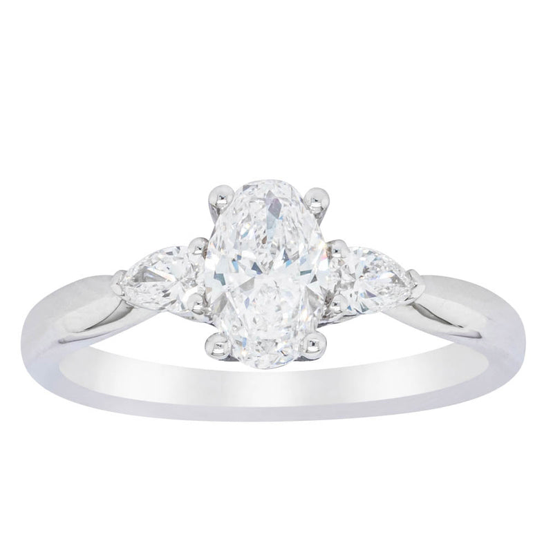 18ct White Gold Oval Cut Diamond Ayla Ring-Ring-Walker & Hall