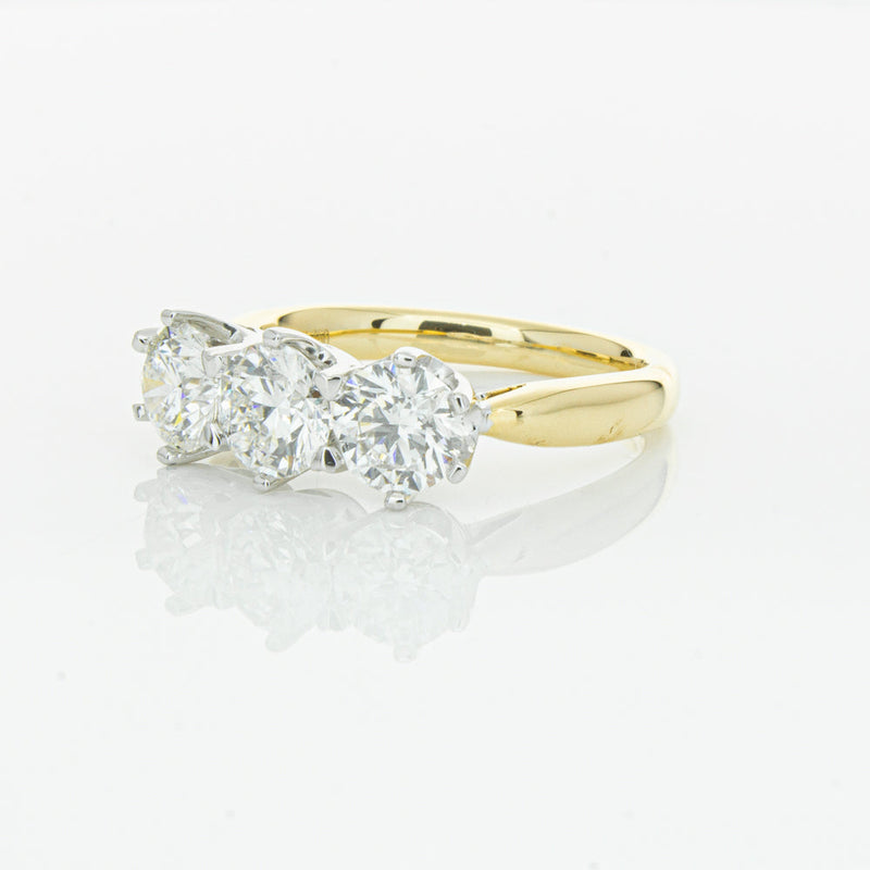 18ct Yellow Gold 2.15ct Diamond Trilogy Ring-Ring-Walker & Hall