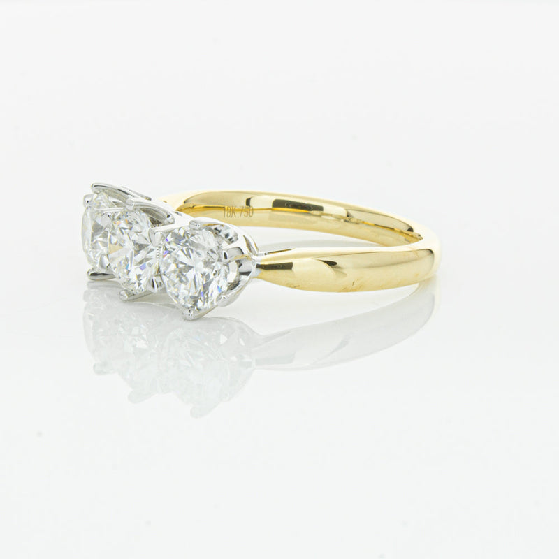 18ct Yellow Gold 2.15ct Diamond Trilogy Ring-Ring-Walker & Hall