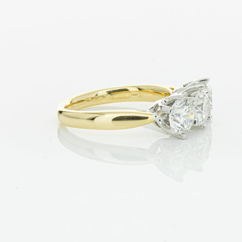 18ct Yellow Gold 2.15ct Diamond Trilogy Ring-Ring-Walker & Hall
