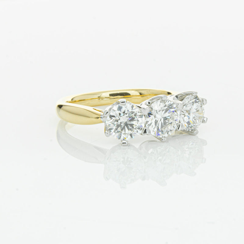18ct Yellow Gold 2.15ct Diamond Trilogy Ring-Ring-Walker & Hall