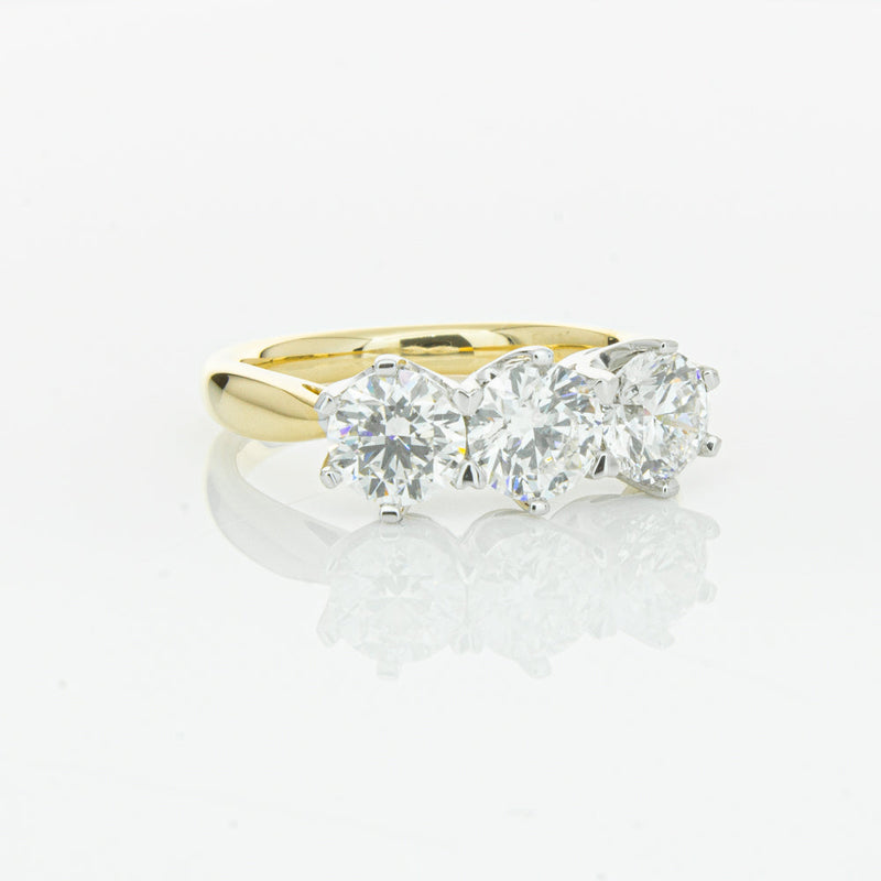 18ct Yellow Gold 2.15ct Diamond Trilogy Ring-Ring-Walker & Hall