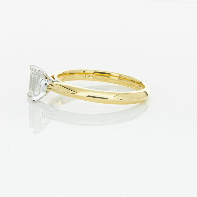 18ct Yellow Gold .51ct Emerald Cut Diamond Venetian Ring-Ring-Walker & Hall