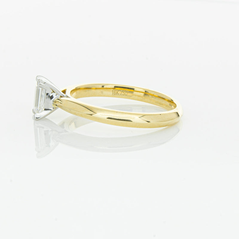 18ct Yellow Gold .51ct Emerald Cut Diamond Venetian Ring-Ring-Walker & Hall