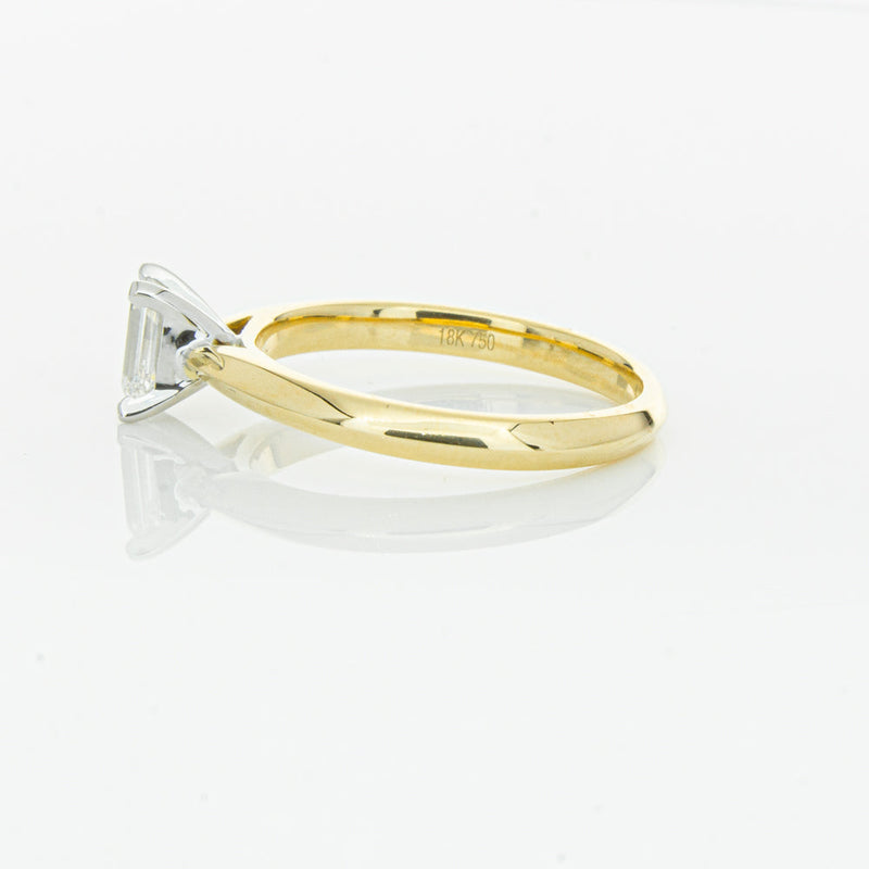 18ct Yellow Gold .51ct Emerald Cut Diamond Venetian Ring-Ring-Walker & Hall