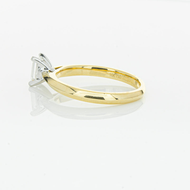 18ct Yellow Gold .51ct Emerald Cut Diamond Venetian Ring-Ring-Walker & Hall