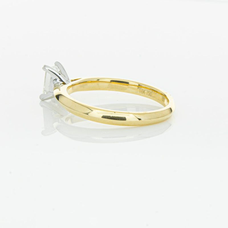 18ct Yellow Gold .51ct Emerald Cut Diamond Venetian Ring-Ring-Walker & Hall