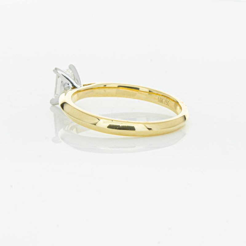 18ct Yellow Gold .51ct Emerald Cut Diamond Venetian Ring-Ring-Walker & Hall