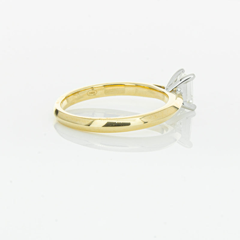 18ct Yellow Gold .51ct Emerald Cut Diamond Venetian Ring-Ring-Walker & Hall