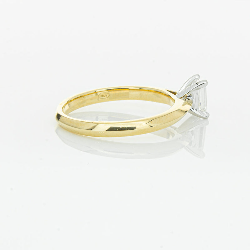 18ct Yellow Gold .51ct Emerald Cut Diamond Venetian Ring-Ring-Walker & Hall