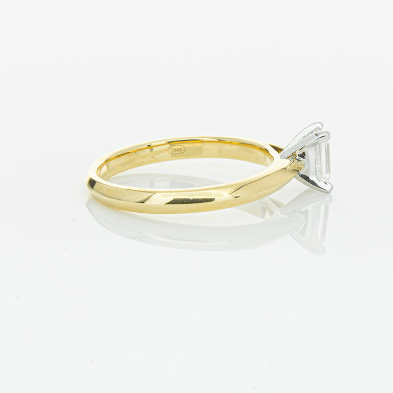 18ct Yellow Gold .51ct Emerald Cut Diamond Venetian Ring-Ring-Walker & Hall