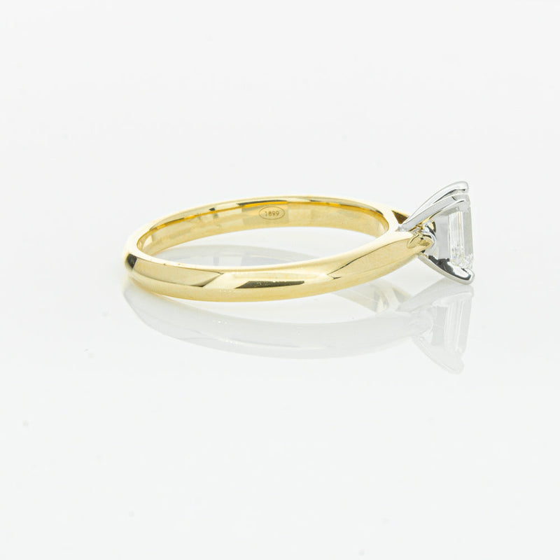 18ct Yellow Gold .51ct Emerald Cut Diamond Venetian Ring-Ring-Walker & Hall