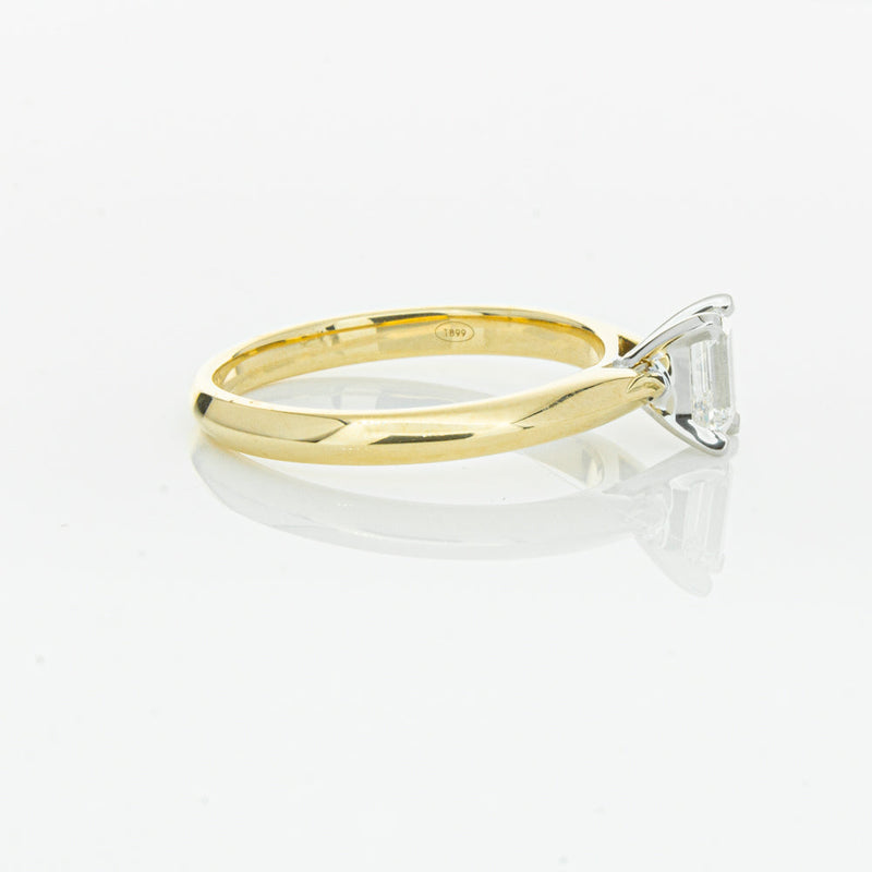 18ct Yellow Gold .51ct Emerald Cut Diamond Venetian Ring-Ring-Walker & Hall