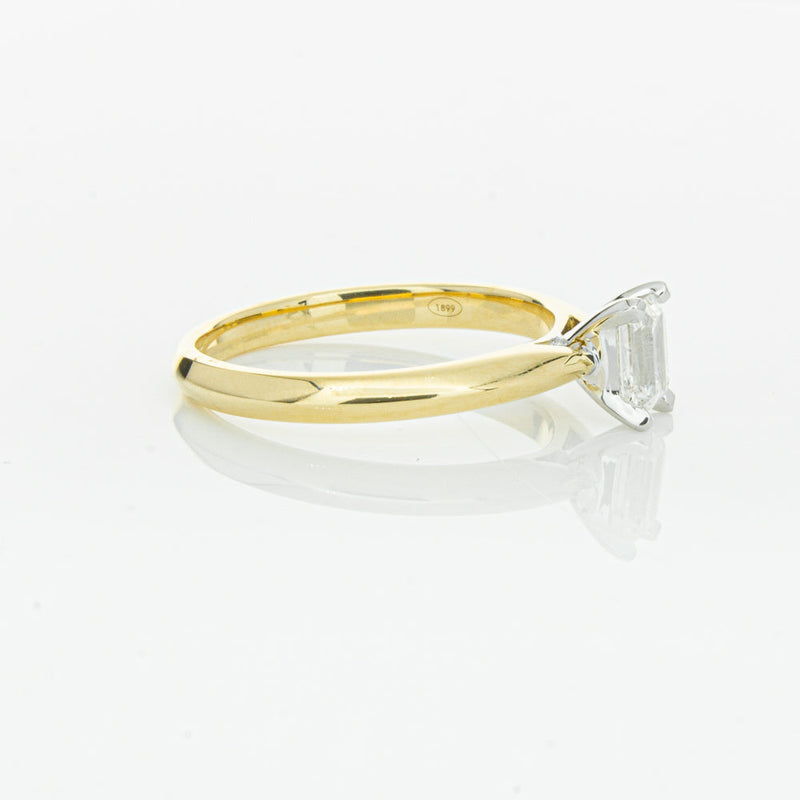 18ct Yellow Gold .51ct Emerald Cut Diamond Venetian Ring-Ring-Walker & Hall