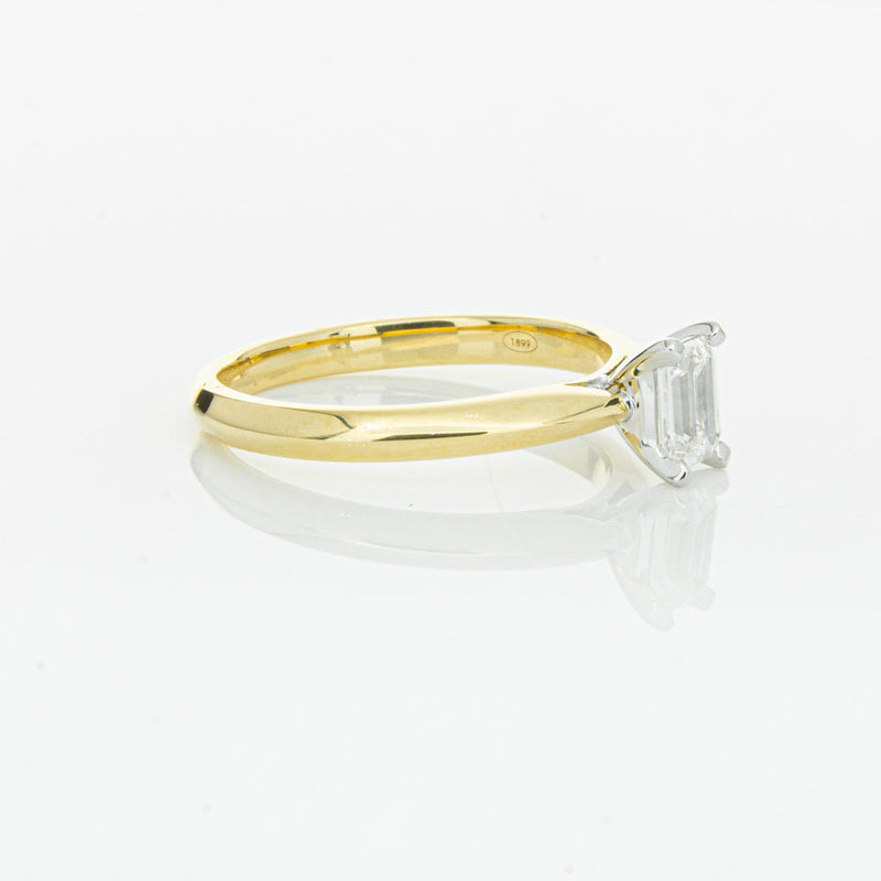 18ct Yellow Gold .51ct Emerald Cut Diamond Venetian Ring-Ring-Walker & Hall