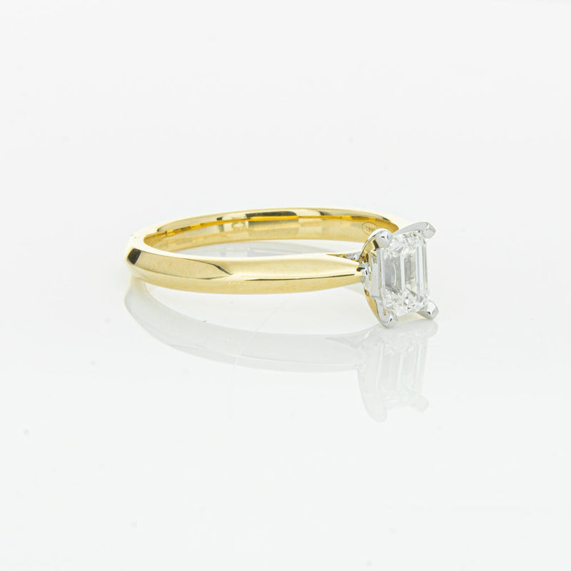 18ct Yellow Gold .51ct Emerald Cut Diamond Venetian Ring-Ring-Walker & Hall