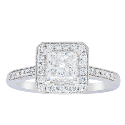 18ct White Gold 1.00ct Princess Cut Diamond Mandalay Ring-Ring-Walker & Hall
