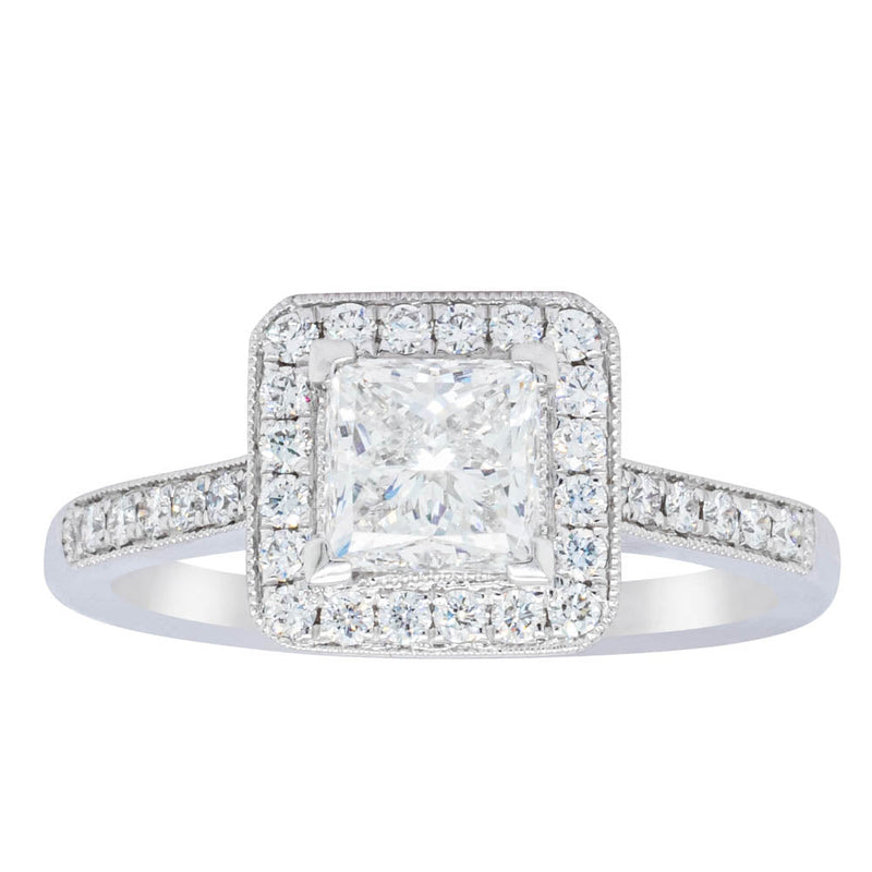 18ct White Gold 1.00ct Princess Cut Diamond Mandalay Ring-Ring-Walker & Hall