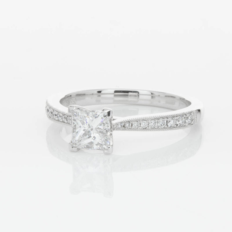 18ct White Gold .70ct Princess Cut Diamond Zenith Ring-Ring-Walker & Hall