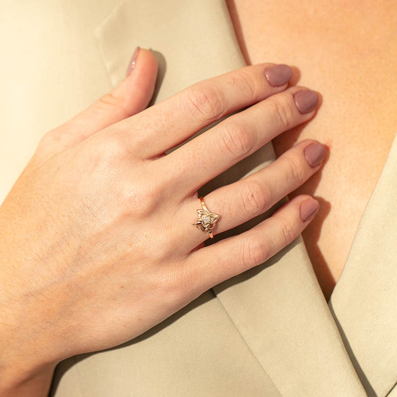 Deja Vu 14ct Rose Gold .10ct Diamond Ring-Ring-Walker & Hall