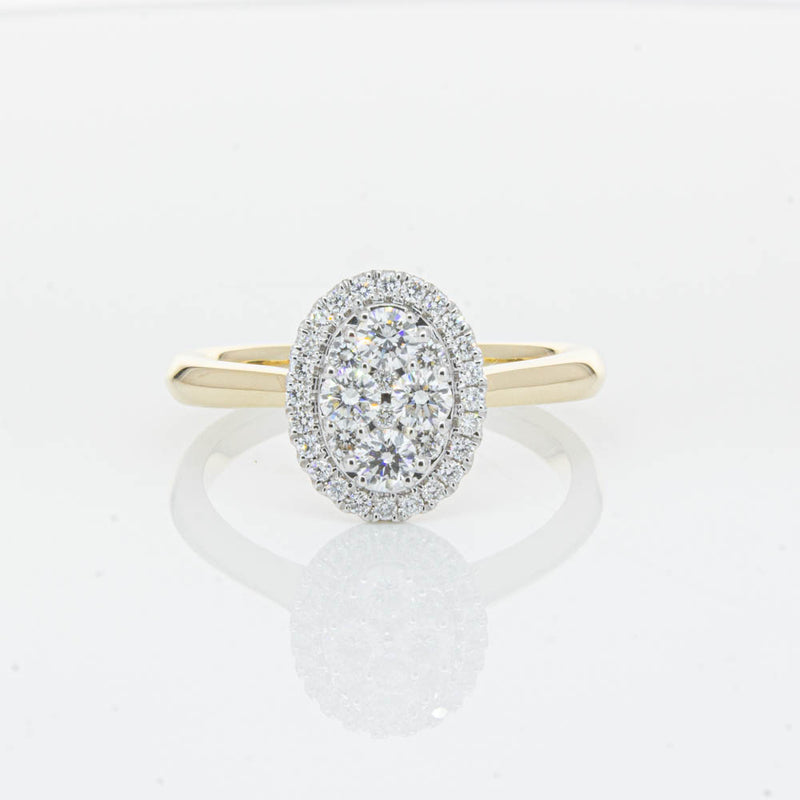 14ct Yellow Gold Diamond Oval Saturn Ring-Ring-Walker & Hall