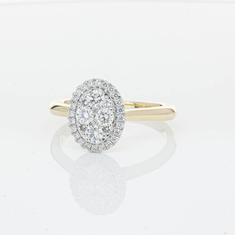 14ct Yellow Gold Diamond Oval Saturn Ring-Ring-Walker & Hall