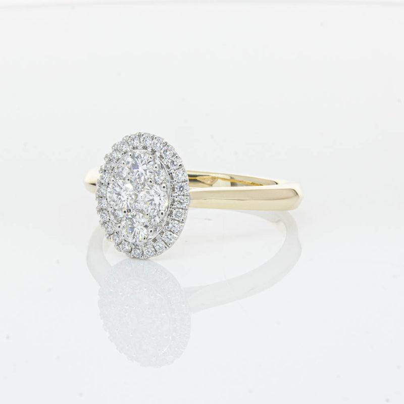 14ct Yellow Gold Diamond Oval Saturn Ring-Ring-Walker & Hall