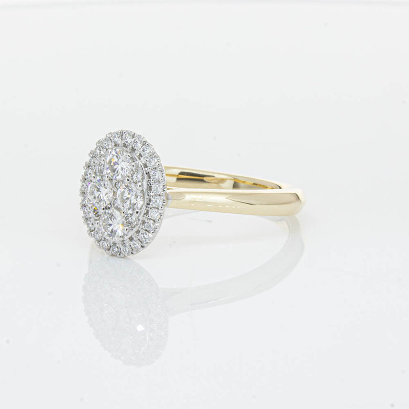 14ct Yellow Gold Diamond Oval Saturn Ring-Ring-Walker & Hall