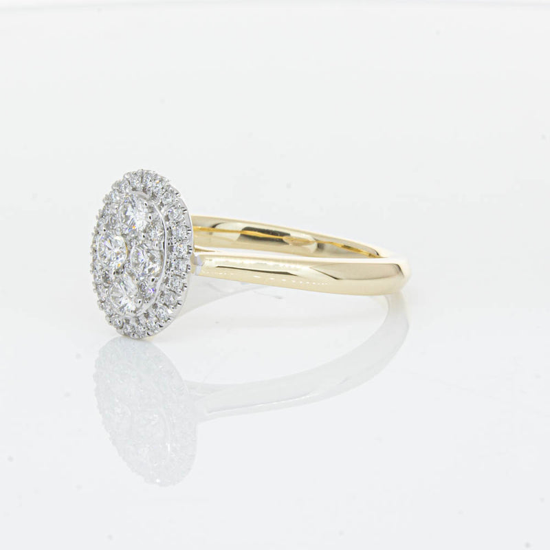 14ct Yellow Gold Diamond Oval Saturn Ring-Ring-Walker & Hall