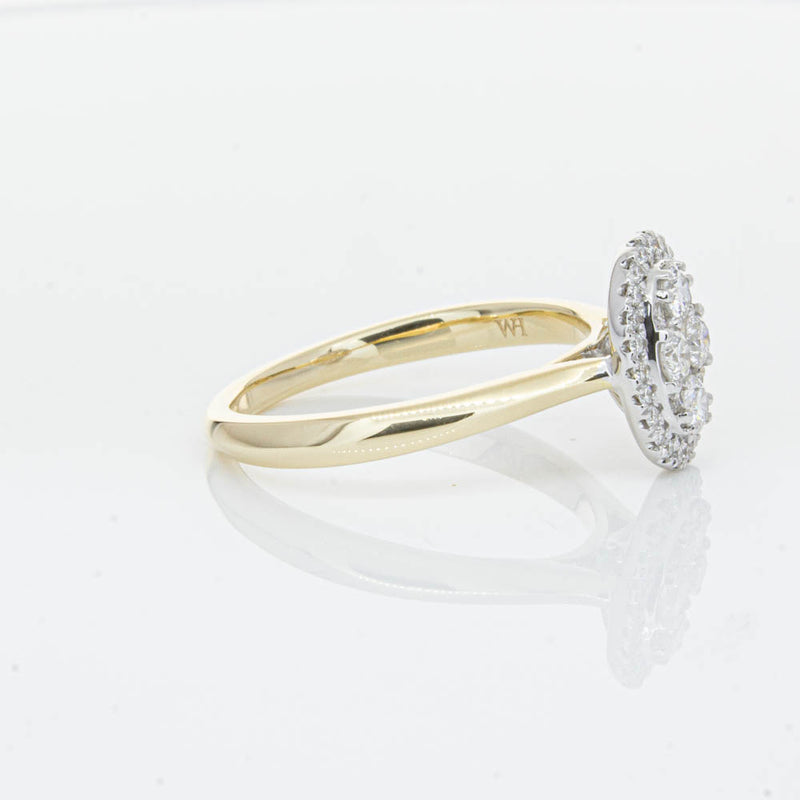 14ct Yellow Gold Diamond Oval Saturn Ring-Ring-Walker & Hall