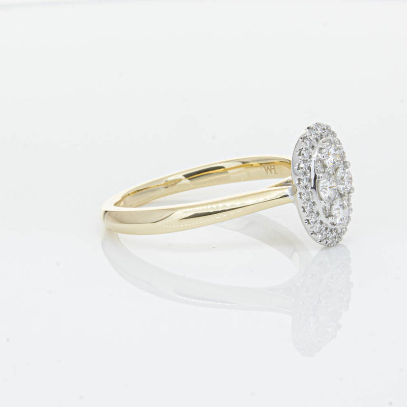 14ct Yellow Gold Diamond Oval Saturn Ring-Ring-Walker & Hall