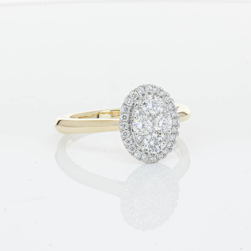 14ct Yellow Gold Diamond Oval Saturn Ring-Ring-Walker & Hall