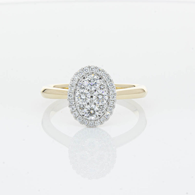 14ct Yellow Gold Diamond Oval Saturn Ring-Ring-Walker & Hall