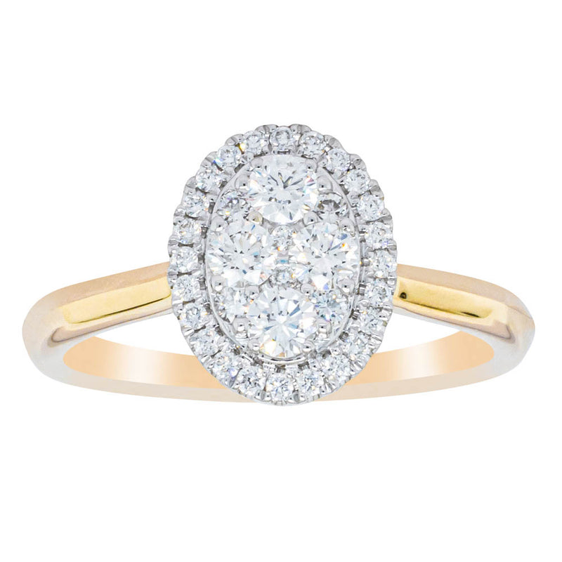 14ct Yellow Gold Diamond Oval Saturn Ring-Ring-Walker & Hall