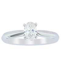 18ct White Gold .50ct Oval Diamond Venetian Ring-Ring-Walker & Hall