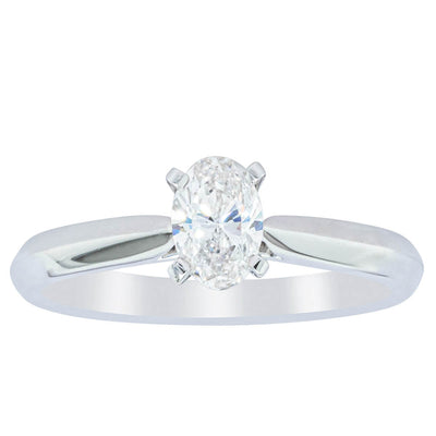 18ct White Gold .50ct Oval Diamond Venetian Ring-Ring-Walker & Hall