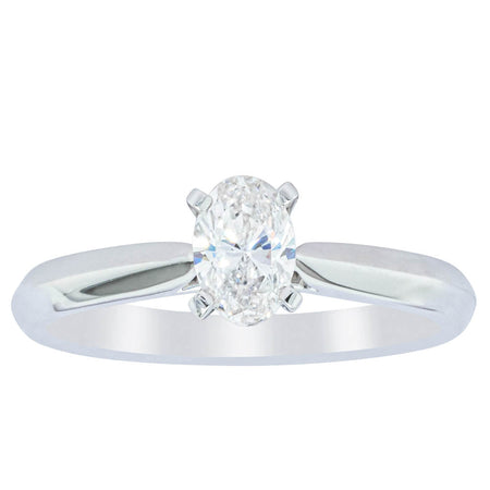 18ct White Gold .50ct Oval Diamond Venetian Ring-Ring-Walker & Hall